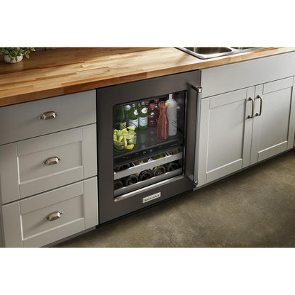 KITCHENAID KUBL314KBS 24"" Beverage Center With Glass Door and Metal-front Racks - Black S...