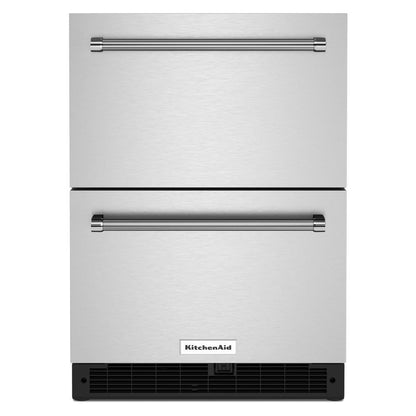 KITCHENAID KUDR204KSB 24"" Stainless Steel Undercounter Double-drawer Refrigerator - BLACK...