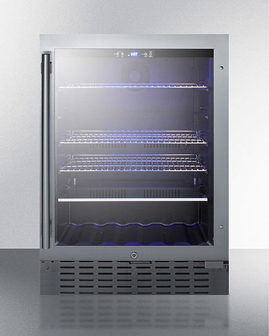 SUMMIT SCR2466B Commercially Approved 24"" Wide Built-in Beverage Refrigerator With ...