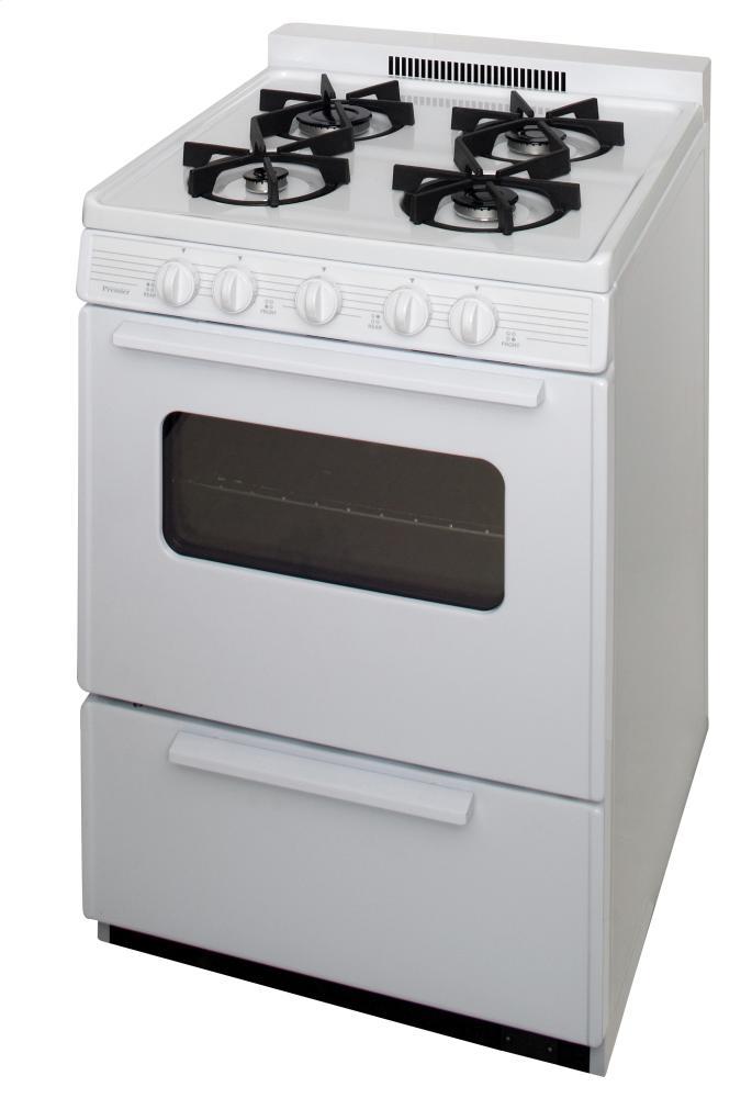 PREMIER BJK5X0OP 24 In. Freestanding Battery-generated Spark Ignition Gas Range In W...