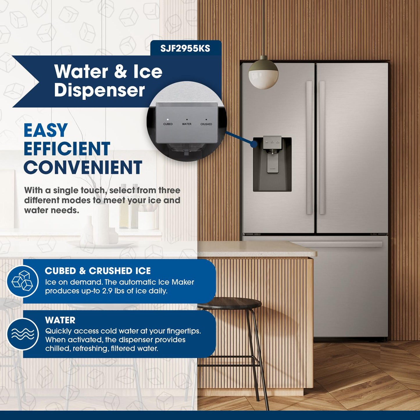 SHARP SJF2955KS Sharp French 3-door Refrigerator With Water Dispenser
