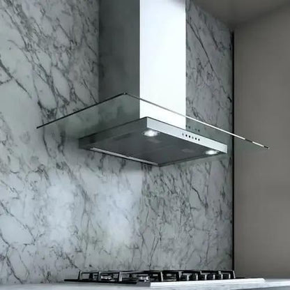 XO APPLIANCE XOQ30GC XO Appliance 30"" 600/395 Cfm Wall Chimney Hood Stainless/glass