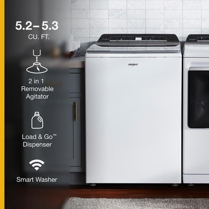 WHIRLPOOL WTW8127LW 5.2 - 5.3 Cu. Ft. Top Load Washer With 2 In 1 Removable Agitator