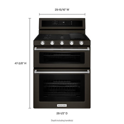KITCHENAID KFGD500EBS Kitchenaid 30-inch 5 Burner Gas Double Oven Convection Range - B...
