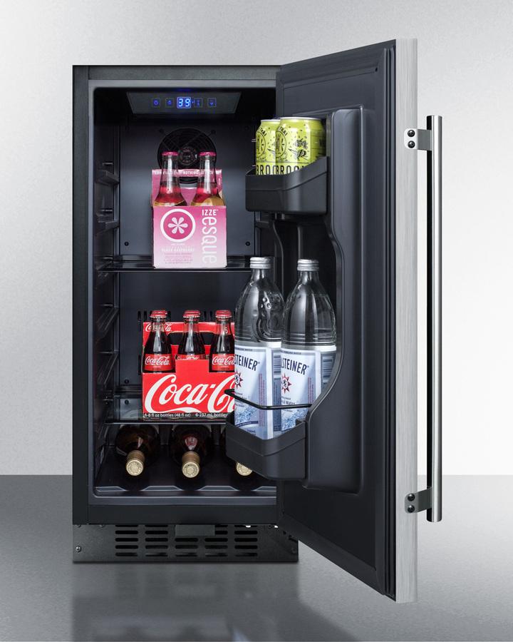 SUMMIT SPR316OS 15"" Wide Built-in Outdoor Refrigerator With Black Cabinet, STAINLES...