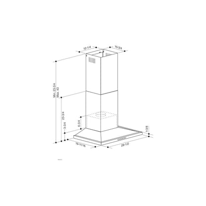 BROAN BWS1304SS Broan 30-inch Convertible Wall-mount Low Profile Pyramidal CHIMN...