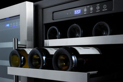 SUMMIT SWC3668 36"" Wide 68 Bottle Built-in Undercounter Dual Zone Wine Cellar WITH...