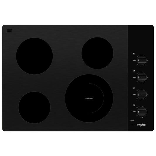 WHIRLPOOL WCE55US0HB 30-inch Electric Ceramic Glass Cooktop With Dual Radiant Element