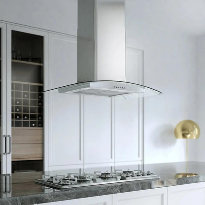 XO APPLIANCE XOMI42GC XO Appliance 42"" 600/395 Cfm Island Hood Stainless/glass