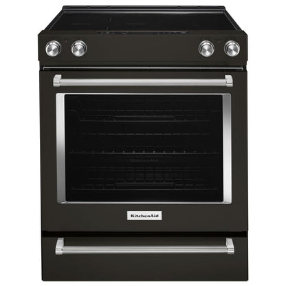 KITCHENAID KSEG700EBS Kitchenaid 30-inch 5-element Electric Slide-in Convection Range ...