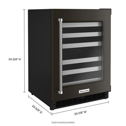 KITCHENAID KUWR314KBS 24"" Undercounter Wine Cellar With Glass Door and Metal-front Racks ...