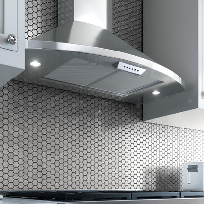 XO APPLIANCE XOS36SC 30"" 600/395 Cfm Italian Made Wall Mount Chimney Range Hood Stainless