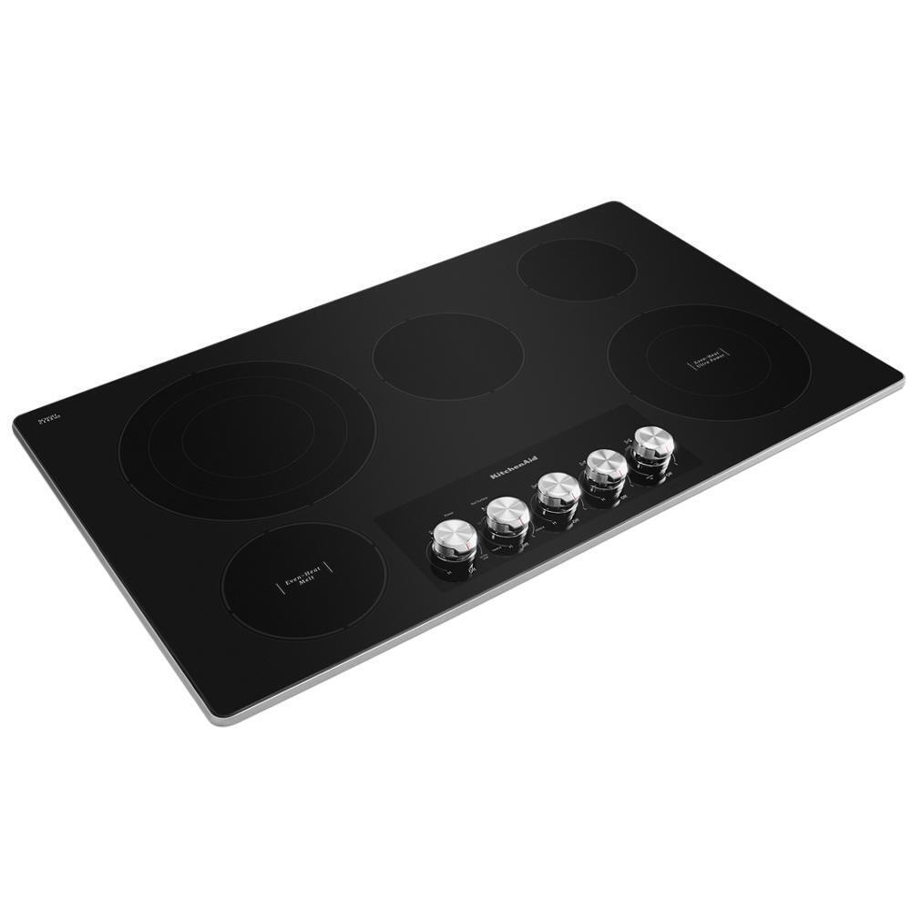KITCHENAID KCES556HSS 36"" Electric Cooktop With 5 Elements and Knob Controls - Stainless ...