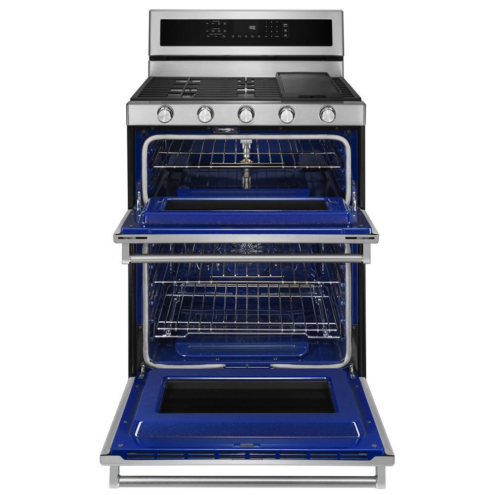 KITCHENAID KFGD500ESS Stainless Steel Kitchenaid 30-inch 5 Burner Gas Double Oven CONV...