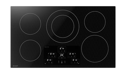 SHARP SDH3652DB 36"" Width Induction Cooktop, European Black Mirror Finish Made WITH...