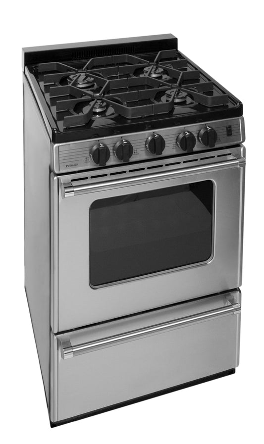 PREMIER P24S3102PS 24 In. Proseries Freestanding Sealed Burner Gas Range In Stainless ...