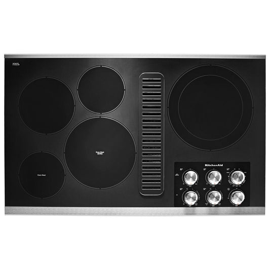 KITCHENAID KCED606GSS 36"" Electric Downdraft Cooktop With 5 Elements - Stainless Steel