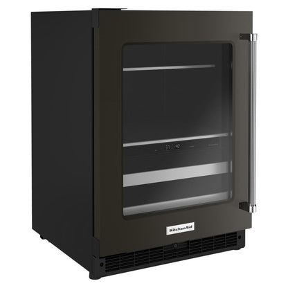 KITCHENAID KUBL314KBS 24"" Beverage Center With Glass Door and Metal-front Racks - Black S...