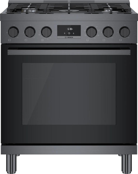 BOSCH HDS8045U 800 Series Dual Fuel Freestanding Range 30'' Black Stainless Steel ...
