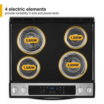 WHIRLPOOL WEC310S0LB 4.8 Cu. Ft. Whirlpool Electric Range With Frozen Bake TECHNO...