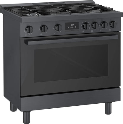 BOSCH HDS8645U 800 Series Dual Fuel Freestanding Range 36'' Black Stainless Steel ...