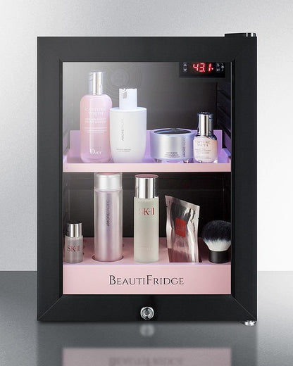 SUMMIT LX114LP Beautifridge Compact Cosmetics Refrigerator With Glass Door, Black ...