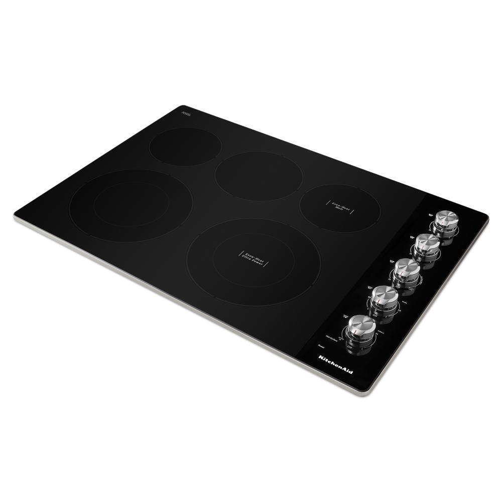 KITCHENAID KCES550HSS 30"" Electric Cooktop With 5 Elements and Knob Controls - Stainless ...