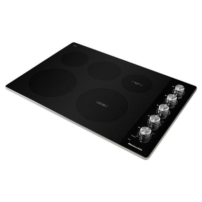 KITCHENAID KCES550HSS 30"" Electric Cooktop With 5 Elements and Knob Controls - Stainless ...