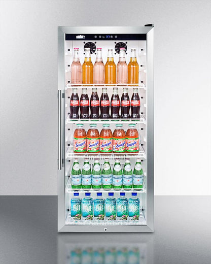 SUMMIT SCR1006 9 CU.FT. Commercial Glass Door Beverage Merchandiser With Digital C...