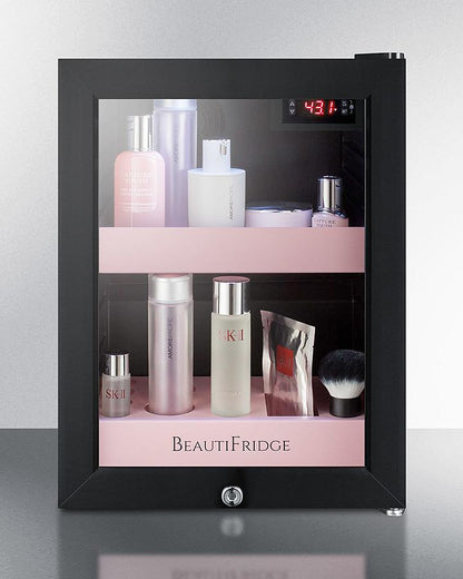 SUMMIT LX114LP Beautifridge Compact Cosmetics Refrigerator With Glass Door, Black ...