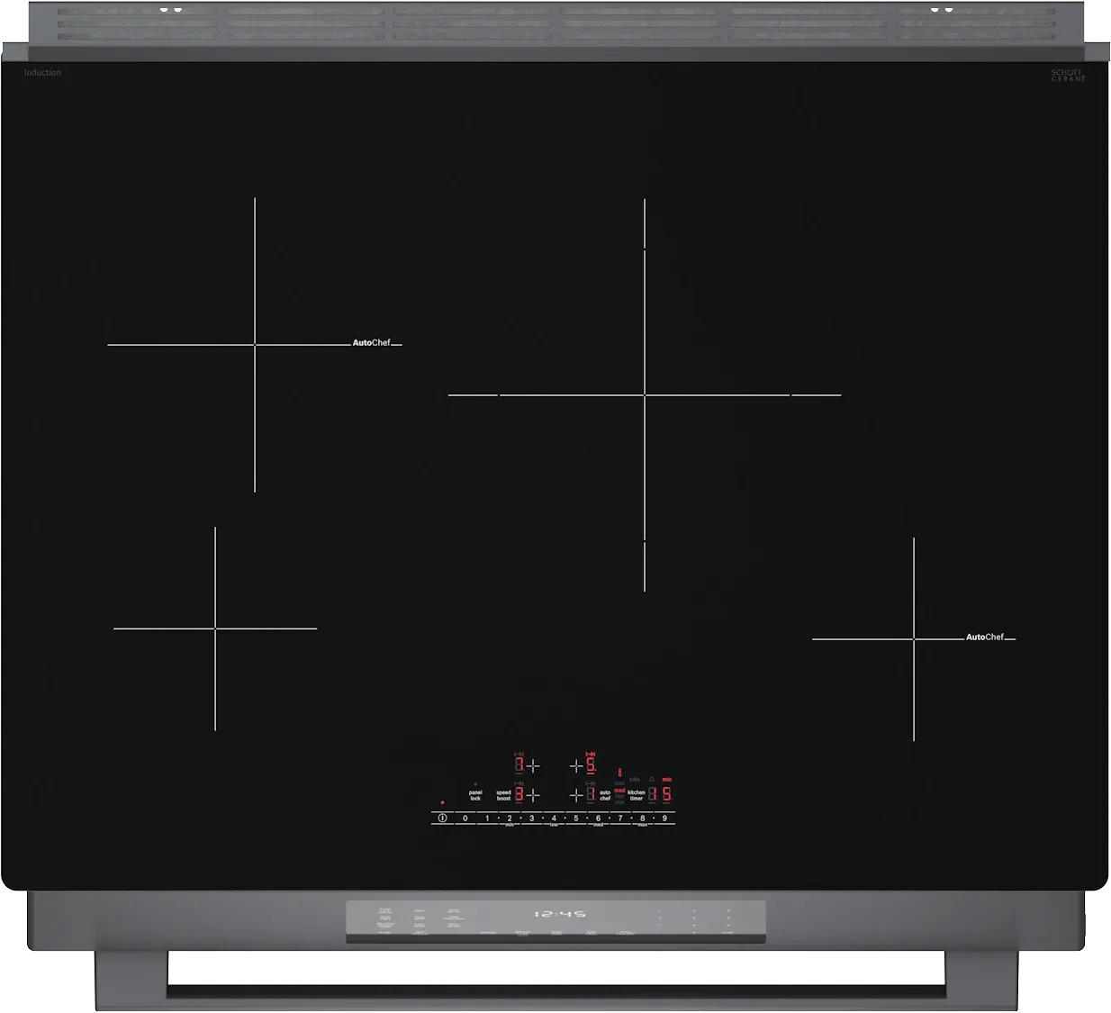 BOSCH HII8047U 800 Series Induction Slide-in Range 30'' Black Stainless Steel HII8...