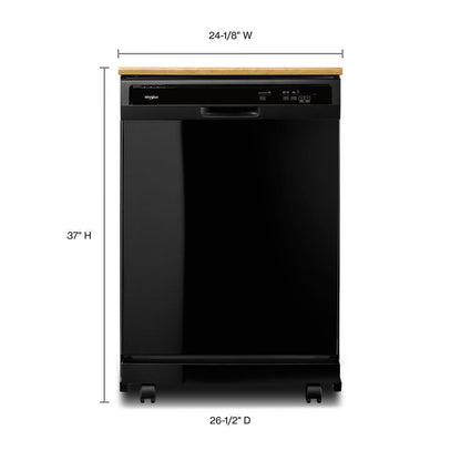 WHIRLPOOL WDP370PAHB Whirlpool, 3 Cycles, 4 Options, 55 Dba, Plastic Tub Portable DISHWAS...