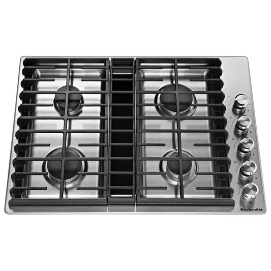 KITCHENAID KCGD500GSS KitchenAid 30"" 4 Burner Gas Downdraft Cooktop - Stainless Steel