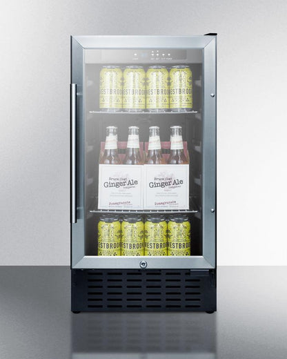 SUMMIT SCR1841BCSS 18"" Wide Built-in Undercounter Glass Door All-refrigerator With A S...
