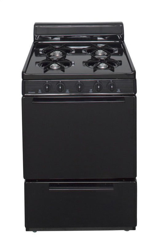 PREMIER BCK100BP 24 In. Freestanding Battery-generated Spark Ignition Gas Range In B...