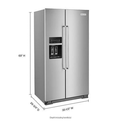 KITCHENAID KRSC700HPS 19.9 Cu Ft. Counter-depth Side-by-side Refrigerator With Exterior I...