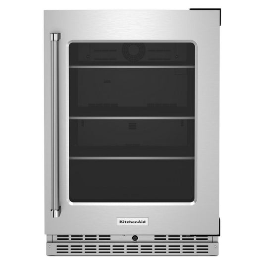 KITCHENAID KURR314KSS 24"" Undercounter Refrigerator With Glass Door and Shelves With META...