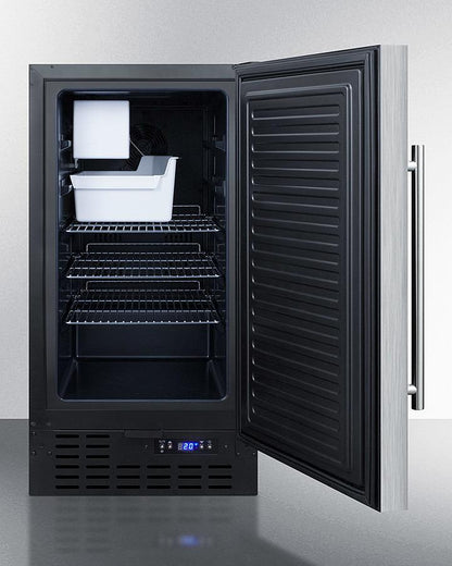 SUMMIT BIM18SS 18"" Wide Frost-free Icemaker In for Built-in or Freestanding Use, W...
