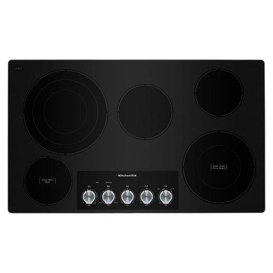 KITCHENAID KCES556HSS 36"" Electric Cooktop With 5 Elements and Knob Controls - Stainless ...