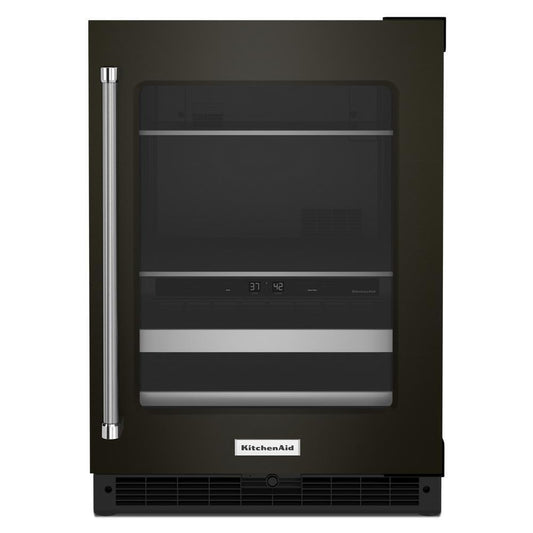 KITCHENAID KUBR314KBS 24"" Beverage Center With Glass Door and Metal-front Racks - Black S...
