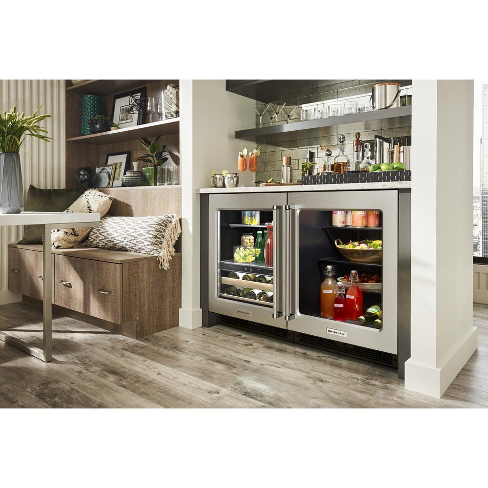 KITCHENAID KUBL214KSB 24"" Beverage Center With Glass Door and Wood-front Racks - Black CA...