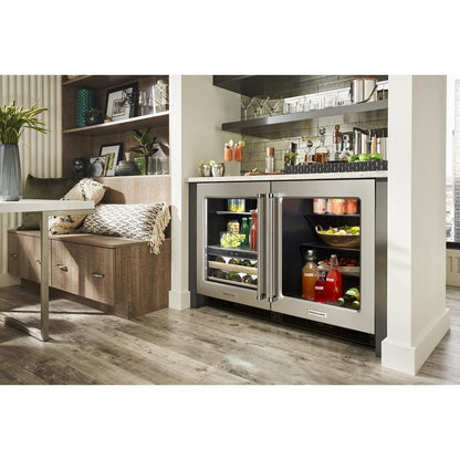 KITCHENAID KUBL214KSB 24"" Beverage Center With Glass Door and Wood-front Racks - Black CA...