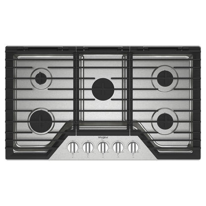 WHIRLPOOL WCGK5036PS 36-inch Gas Cooktop With Ez-2-lift Hinged Cast-iron Grates