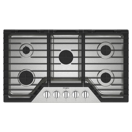 WHIRLPOOL WCGK5036PS 36-inch Gas Cooktop With Ez-2-lift Hinged Cast-iron Grates
