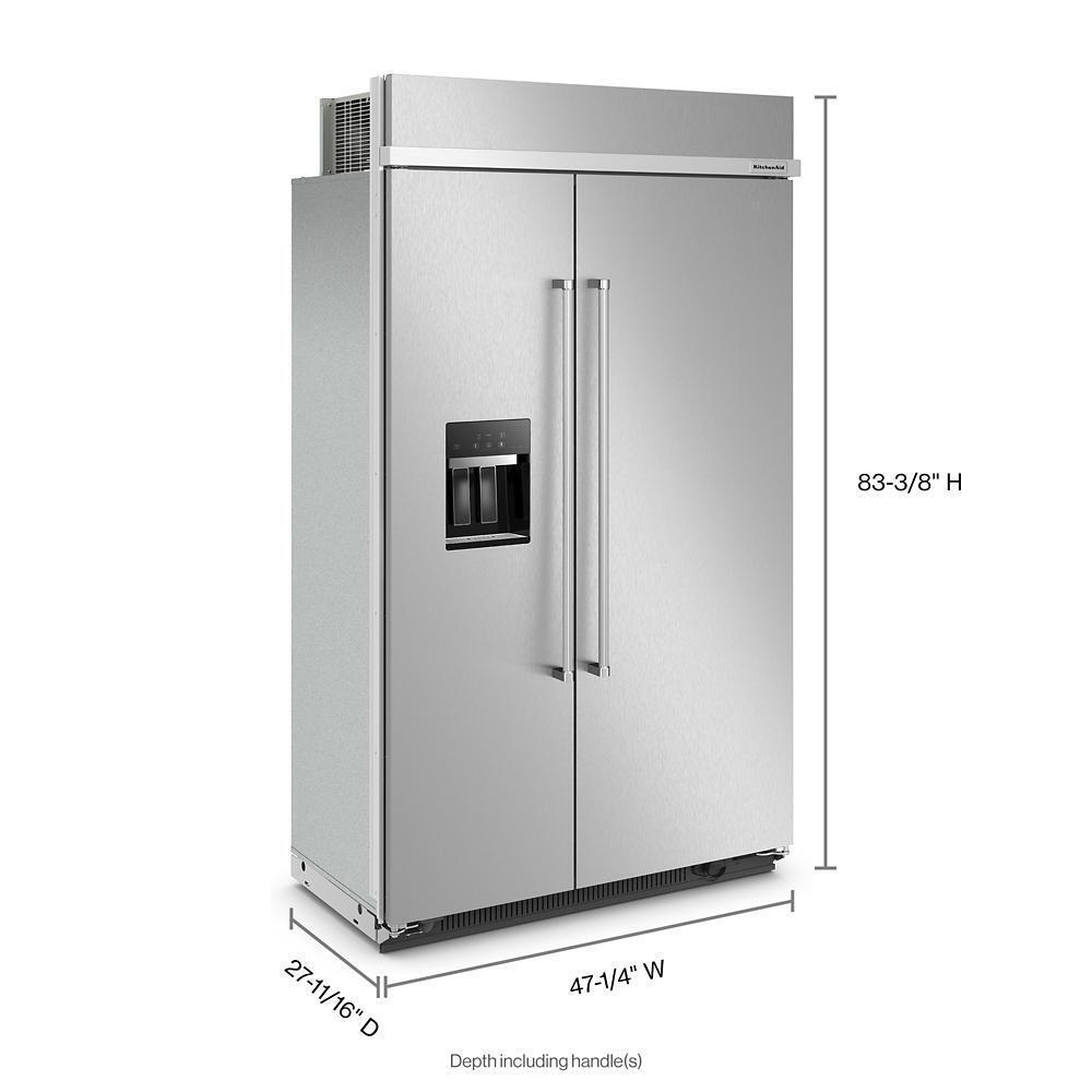 KITCHENAID KBSD708MPS 29.4 Cu. Ft. 48"" Built-in Side-by-side Refrigerator With Ice and WA...