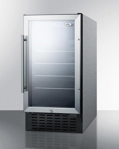 SUMMIT SCR1841BCSS 18"" Wide Built-in Undercounter Glass Door All-refrigerator With A S...