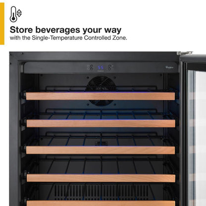 WHIRLPOOL WUW35X24DS Black-on-stainless Whirlpool 24"" Undercounter Wine Center With C...