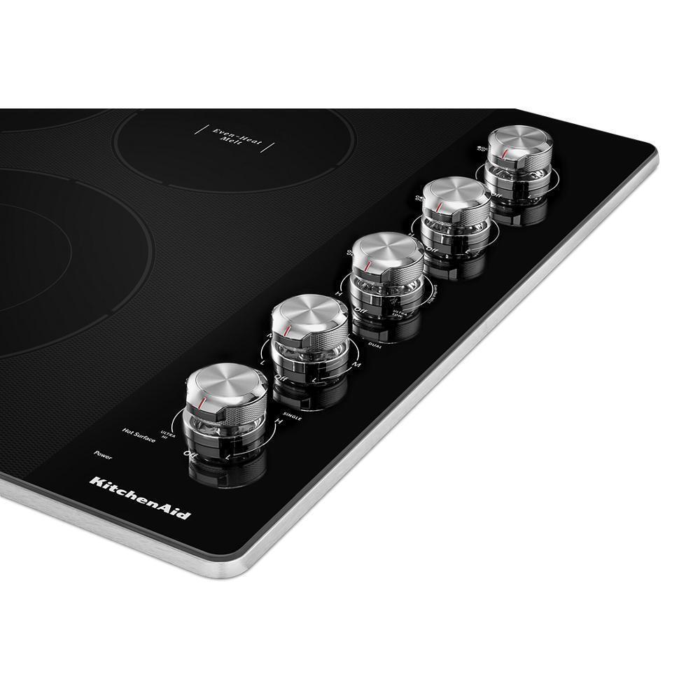 KITCHENAID KCES550HSS 30"" Electric Cooktop With 5 Elements and Knob Controls - Stainless ...