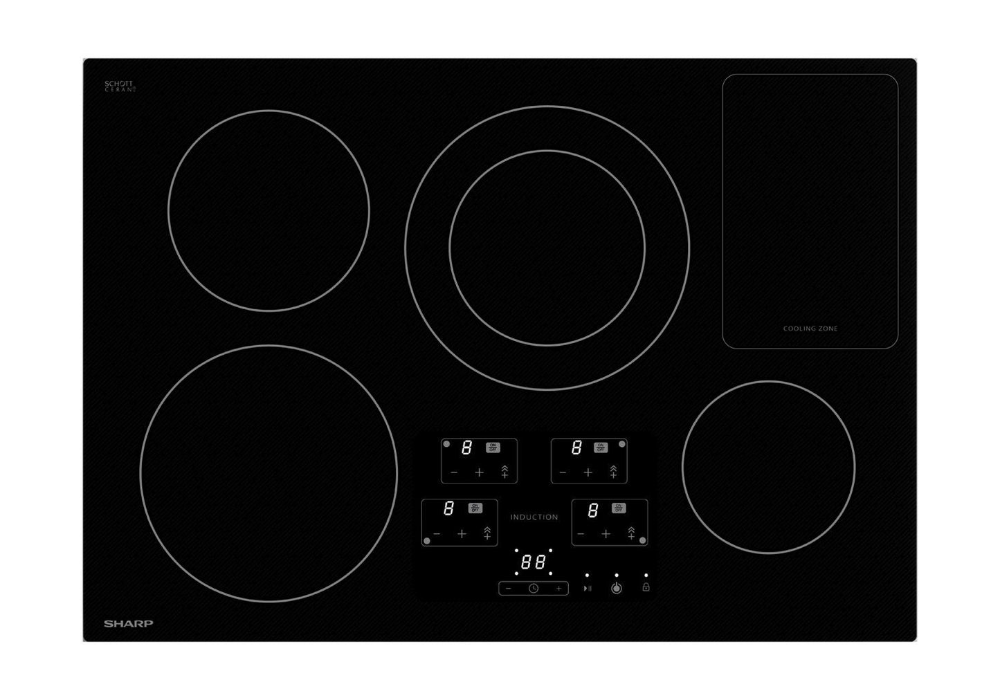 SHARP SDH3042DB 30"" Width Induction Cooktop, European Black Mirror Finish Made WITH...