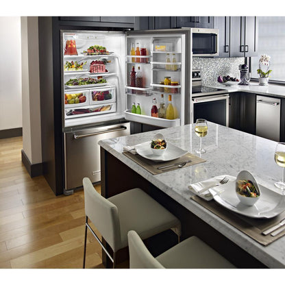 KITCHENAID KRBR102ESS Stainless Steel Kitchenaid 22 Cu. Ft. Full Depth Bottom Freezer ...